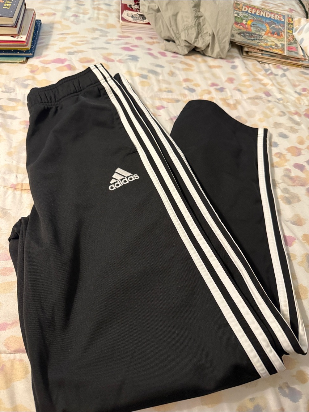 adidas Black Jogger Pants with White 3-Stripes